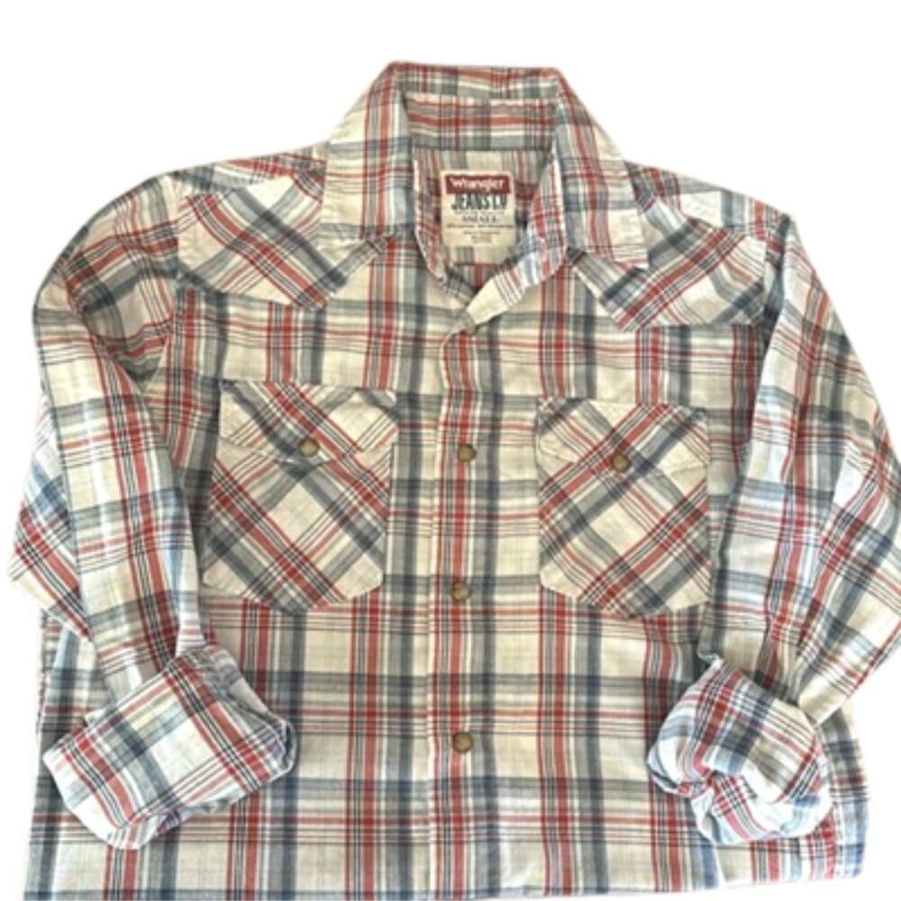 Vintage Wrangler Jeans Co. Plaid Snap Button Long Sleeve